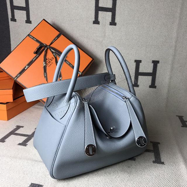 Hermes女包 愛馬仕手提包 Lindy包 togo皮單肩斜挎包 J7亞麻藍 大小號  td1240